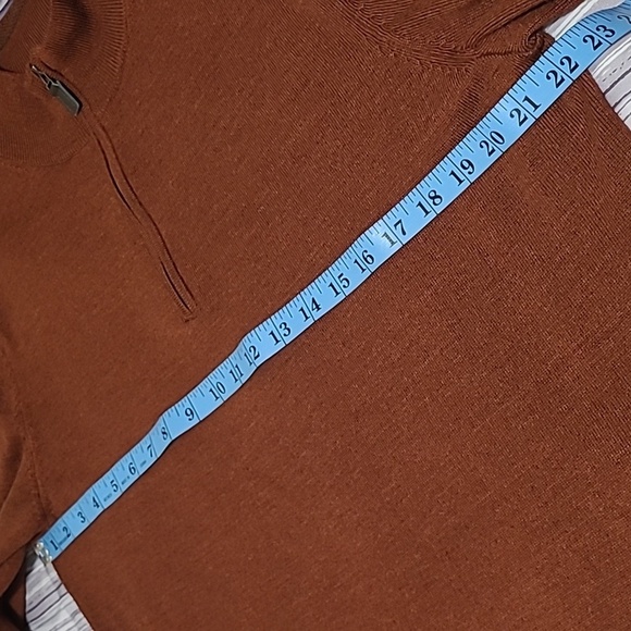 JoS A Bank Traveler Men's L Rust Merino wool Sweater Qtr zip Henley quiet luxury - Picture 12 of 14